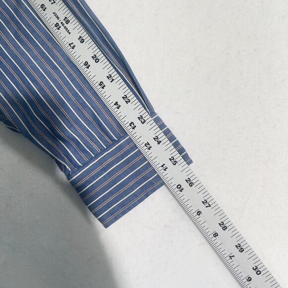 Kenneth Gordon KSG Button Down Shirt Men's Large Cotton Blue Stripe Made In USA - Picture 11 of 12